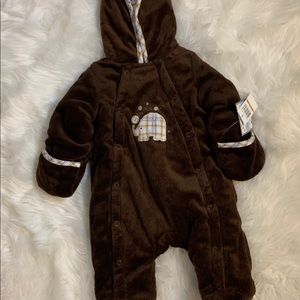 Little by Little fleece hooded onesie, 0-3M
